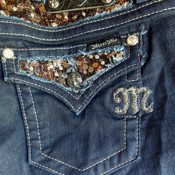 Women's Miss Me Jeans Easy Boot Rhinestone Flap Sequins Sz 28 **HEMMED to 28.5 - Picture 11 of 11